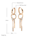 Zircon Tassel Dangle Earrings 585 Ear Hoop Jewelry Girl's Party