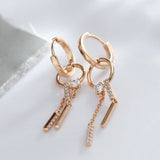 Zircon Tassel Dangle Earrings 585 Ear Hoop Jewelry Girl's Party