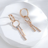 Zircon Tassel Dangle Earrings 585 Ear Hoop Jewelry Girl's Party