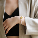Geometric Disc Pearl Splicing Bracelet Stainless Steel Plated 18k
