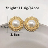 Geometric Pearls Alloy Earring Metal Heart Round Pearls Jewelry