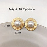 Geometric Pearls Alloy Earring Metal Heart Round Pearls Jewelry