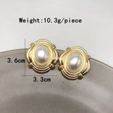 Geometric Pearls Alloy Earring Metal Heart Round Pearls Jewelry