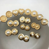 Geometric Pearls Alloy Earring Metal Heart Round Pearls Jewelry
