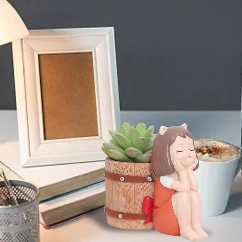 Geometric Girl Barrel Gypsum Silicone Molds Storage Box Mold