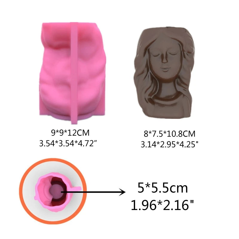 Geometric Girl Gypsum Silicone Mold for Succulent Flower Pot