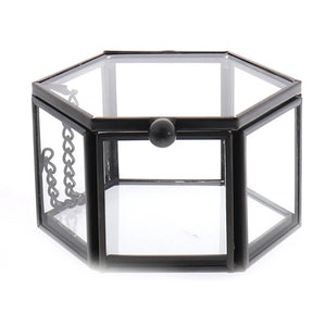 Geometric Glass Bead Box Ring Box Clear Glass Jewellery Box