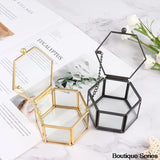 Geometric Glass Bead Box Ring Box Clear Glass Jewellery Box