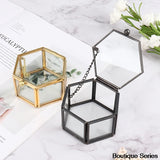 Geometric Glass Bead Box Ring Box Clear Glass Jewellery Box
