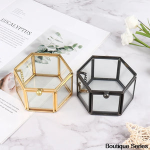 Geometric Glass Bead Box Ring Box Clear Glass Jewellery Box