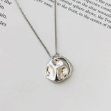 Geometric Silver 925 Necklace Irregular Bump Circle Pendant