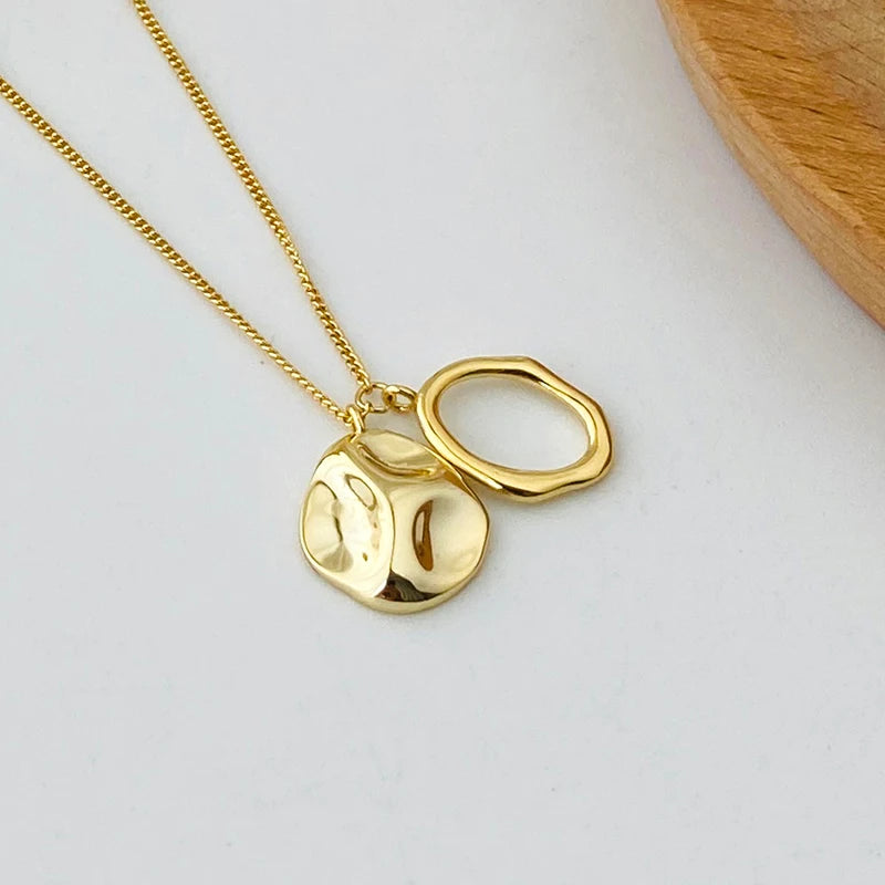 Geometric Silver 925 Necklace Irregular Bump Circle Pendant