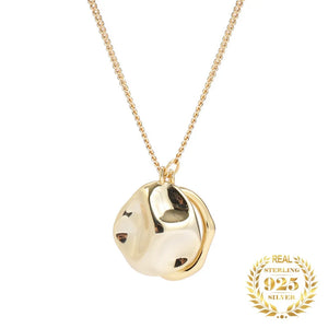 Geometric Silver 925 Necklace Irregular Bump Circle Pendant