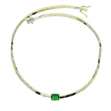 Green CZ Rectangle Beaded Chain 16in Necklace