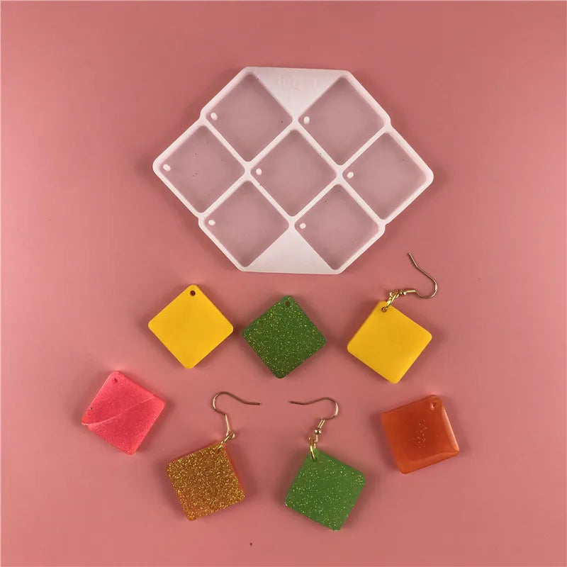 Geometric Hand-drop Glue Mold Earring Pendant Making
