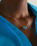 Colorful CZ Geometric Heart Marquise Necklace