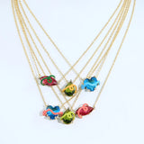 Colorful CZ Geometric Heart Marquise Necklace