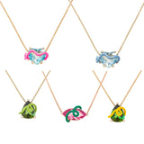 Colorful CZ Geometric Heart Marquise Necklace
