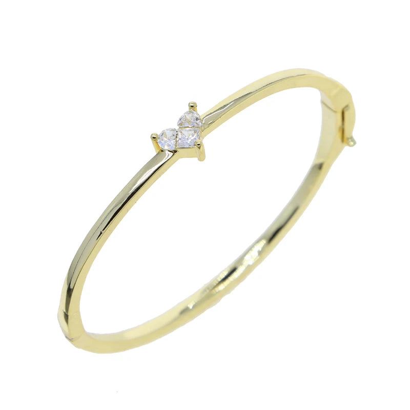 Geometric CZ Heart Stones Bangles 60mm Bracelet for Women