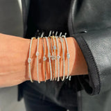 Geometric CZ Heart Tear Bangle Thin Band Stack