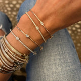 Geometric CZ Heart Tear Bangle Thin Band Stack