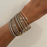 Geometric CZ Heart Tear Bangle Thin Band Stack