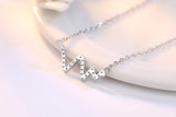 Geometric Heartbeat Pendant Necklace 925 Sterling Silver For Women