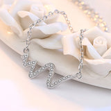 Geometric Heartbeat Pendant Necklace 925 Sterling Silver For Women
