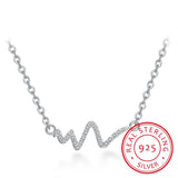 Geometric Heartbeat Pendant Necklace 925 Sterling Silver For Women