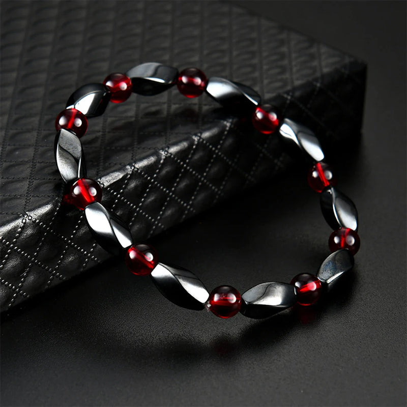 Hematite Bracelets Charm Red Beads Elastic String Bracelet