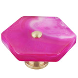 Hexagon Agate Slice Cabinet Pulls Knobs Brass Handle