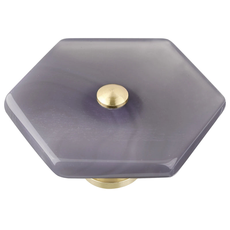 Hexagon Agate Slice Cabinet Pulls Knobs Brass Handle