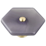 Hexagon Agate Slice Cabinet Pulls Knobs Brass Handle