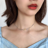 Geometric Clasp Necklace S925 Box Chain Choker Necklace in 925 Sterling Silver