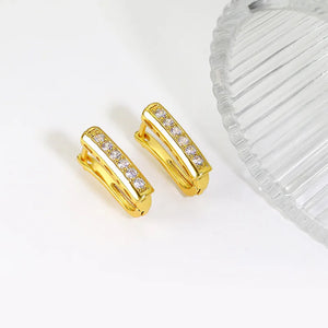 Geometric Hoop Earrings 18K Plated Metal Unusual Jewelry