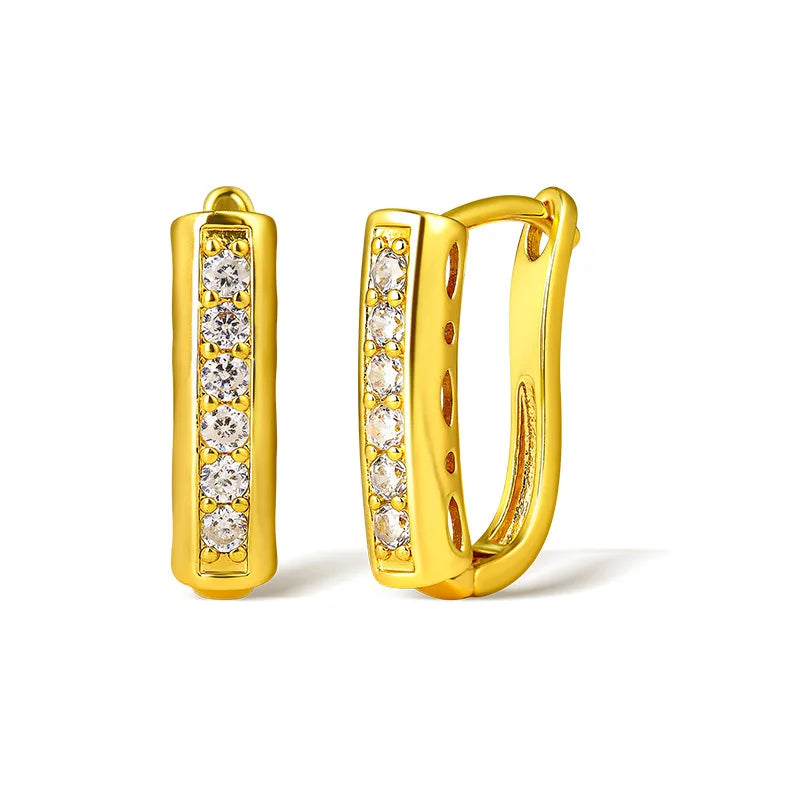 Geometric Hoop Earrings 18K Plated Metal Unusual Jewelry