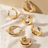 Geometric Huggie Hoop Earrings Stainless Steel Charm Cartilage Piercing