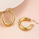 Geometric Huggie Hoop Earrings Stainless Steel Charm Cartilage Piercing
