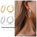Geometric Huggie Hoop Earrings Stainless Steel Charm Cartilage Piercing