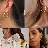 Geometric Huggie Hoop Earrings Stainless Steel Charm Cartilage Piercing