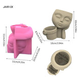 Geometric Human Face Gypsum Silicone Mold for Succulent Plants Candle Holder