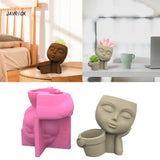 Geometric Human Face Gypsum Silicone Mold for Succulent Plants Candle Holder