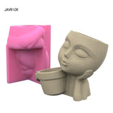 Geometric Human Face Gypsum Silicone Mold for Succulent Plants Candle Holder