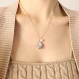 Geometric Pearl Pendant Cuban Link Necklace Stainless Steel