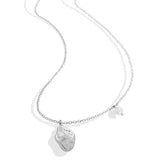 Geometric Pearl Pendant Cuban Link Necklace Stainless Steel