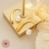 Geometric Pearl Stud Earrings Stainless Steel Women Accessories