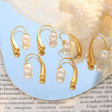 Geometric Pearl Stud Earrings Stainless Steel Women Accessories