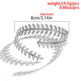 Geometric Leaf Open Arm Bracelet Personality Charm Bangles Ethnic Metal Jewelry