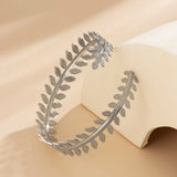 Geometric Leaf Open Arm Bracelet Personality Charm Bangles Ethnic Metal Jewelry