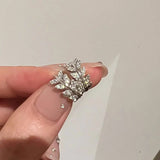 Geometric Leaves 9925 Silver Hoop Earrings Zircon Earings Jewelry